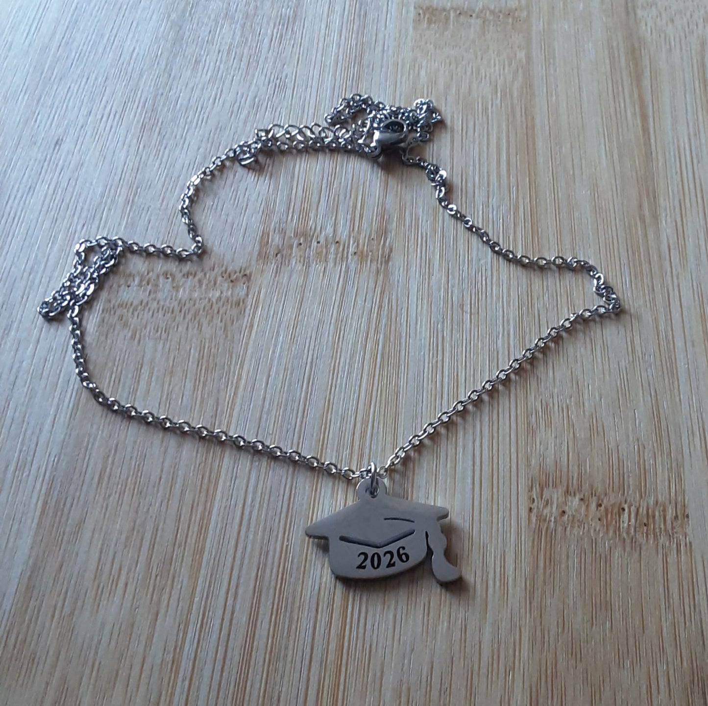 2026 Graduation Cap Necklace in Silver