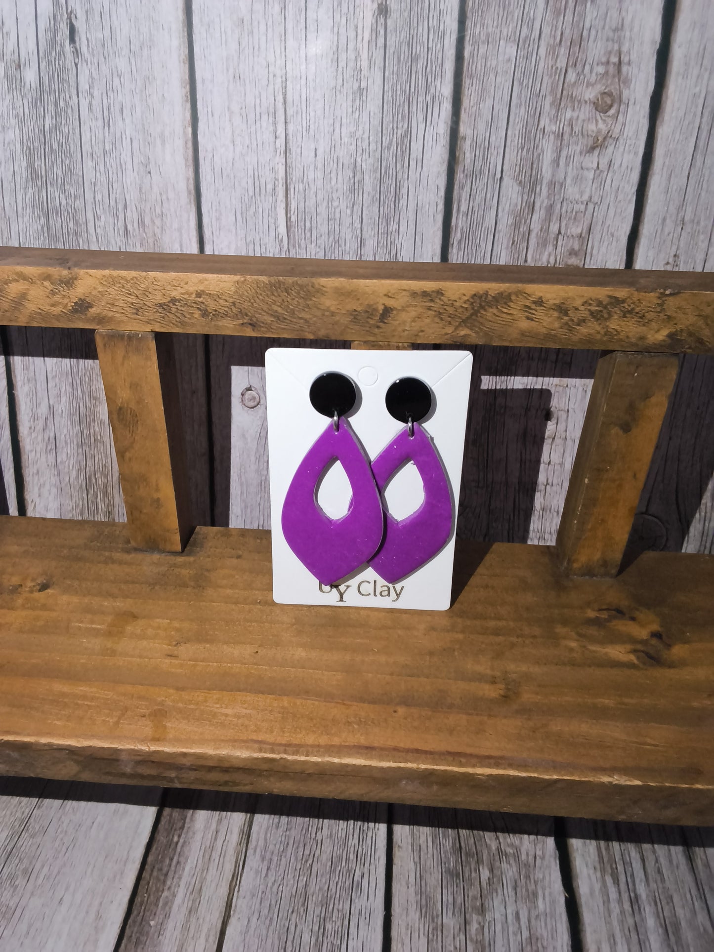 Retro Glossy Purple Open Teardrop Statement Earrings