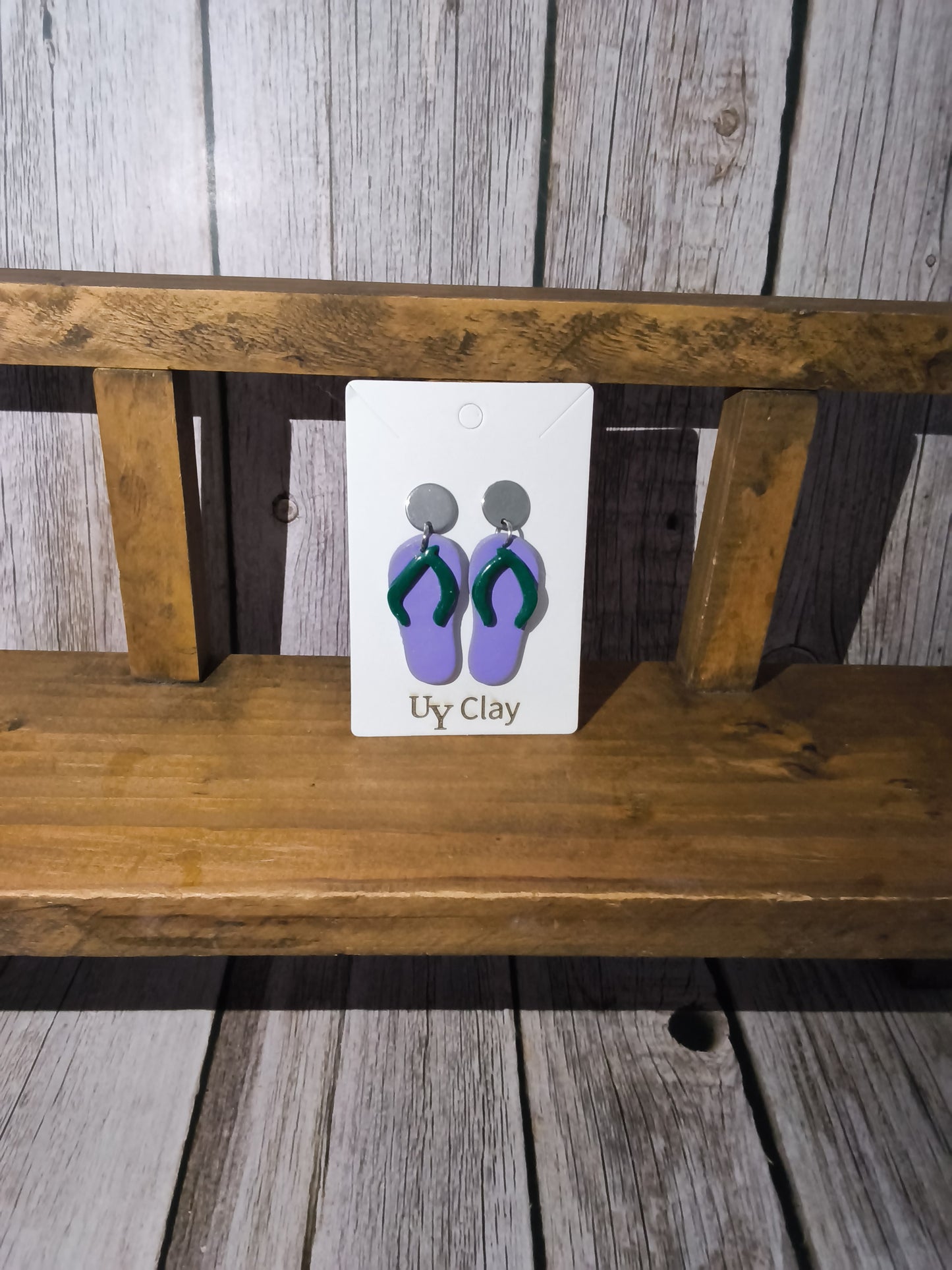 Purple & Green Flip-Flop Stud Earrings