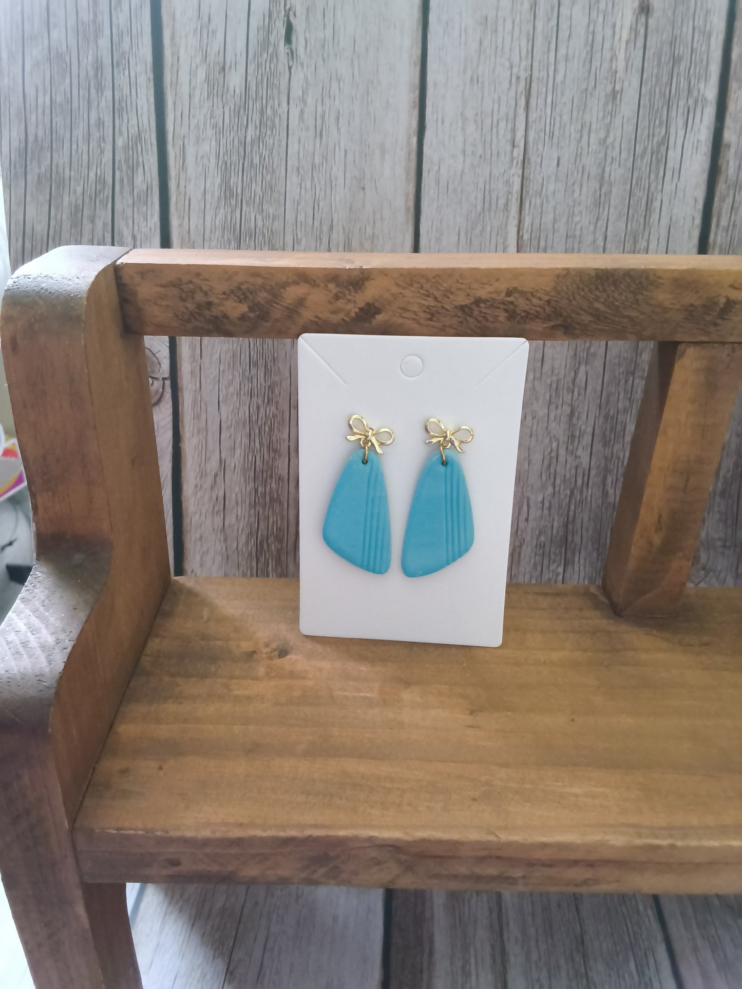 Turquouse Azure Horizon Dangle Earrings With Gold Hammered Studs