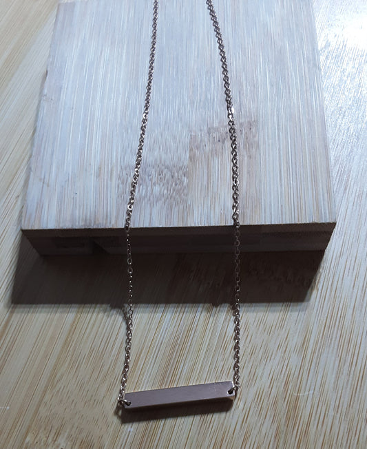 Solid Stainless Steel Rose Gold Bar Necklace