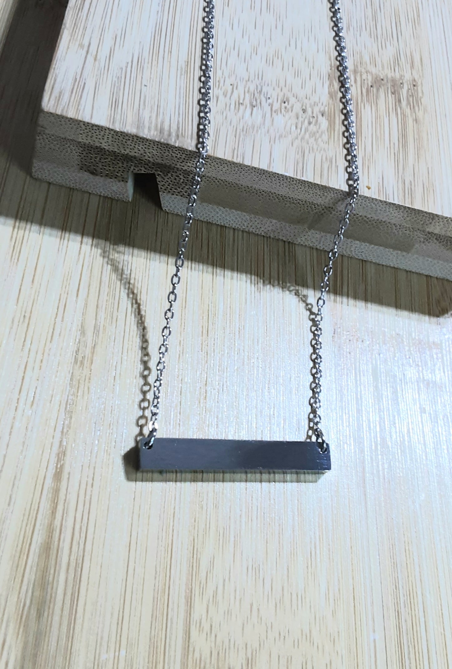 Stainless Steel Silver Solid Bar Necklace