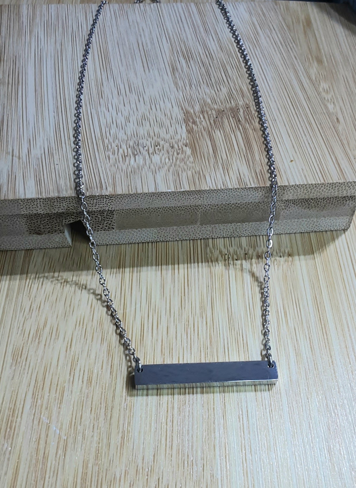 Stainless Steel Silver Solid Bar Necklace