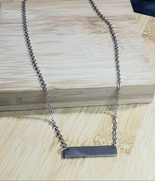 Small Stainless Steel Silver Solid Bar Necklaces