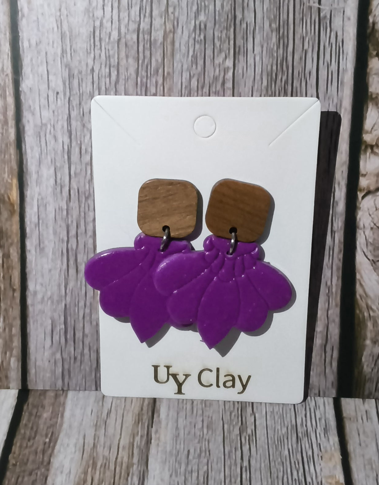 Vibrant Purple Scallop Fan Statement Earrings — Sensitive Skin Safe