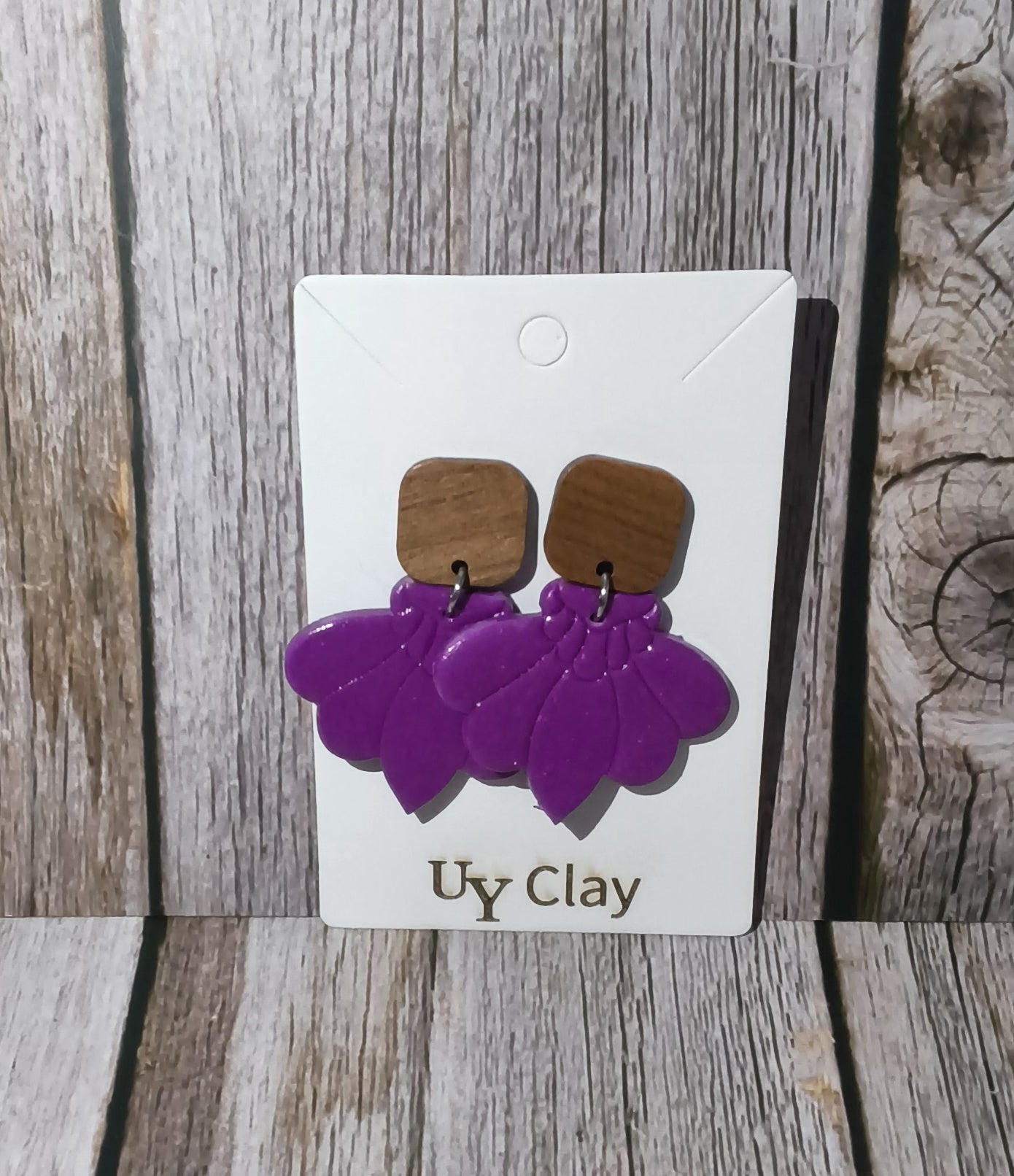 Vibrant Purple Scallop Fan Statement Earrings — Sensitive Skin Safe