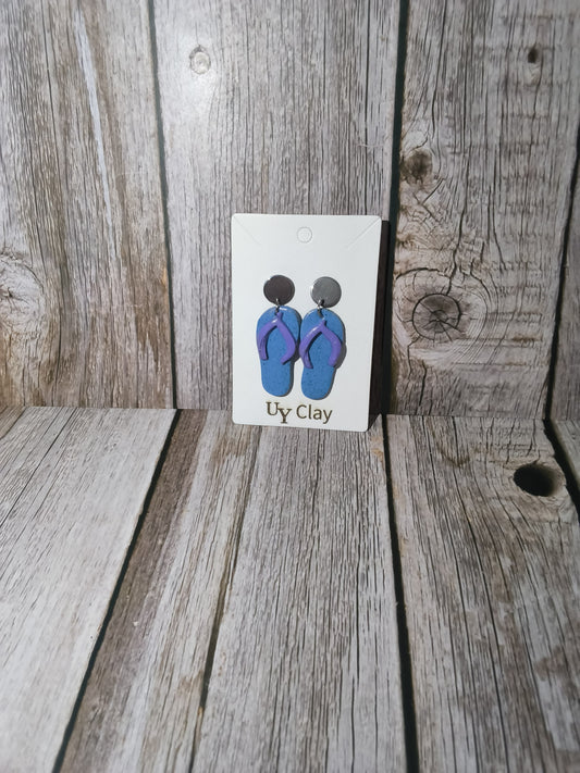 Blue & Purple Flip-Flop Stud Earrings