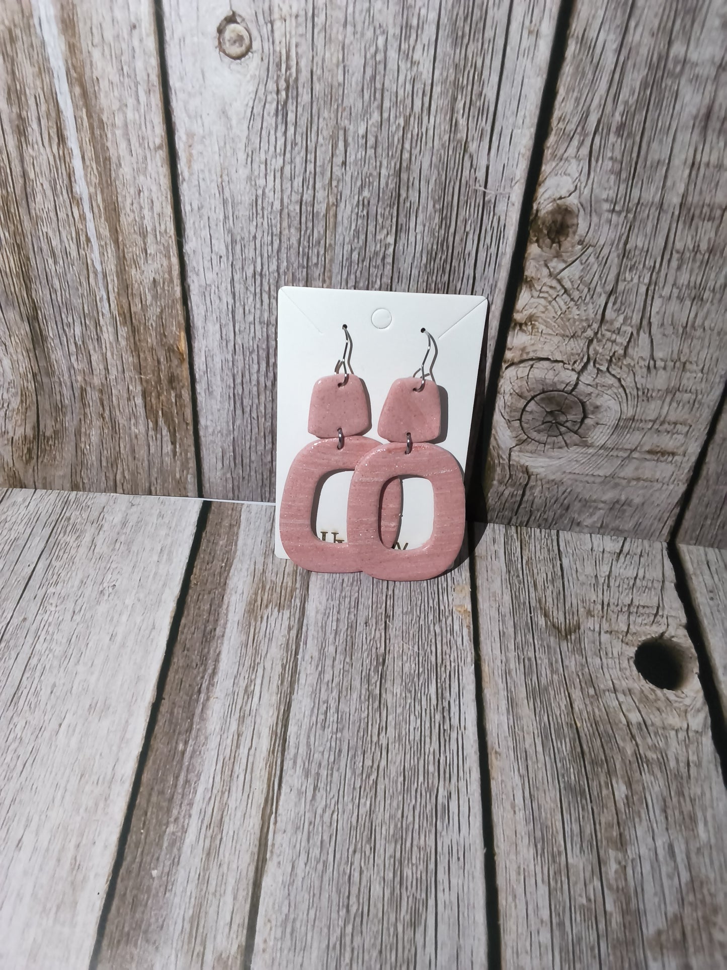 Mauve Shimmer Geometric Two-Tier Open Arch Earrings