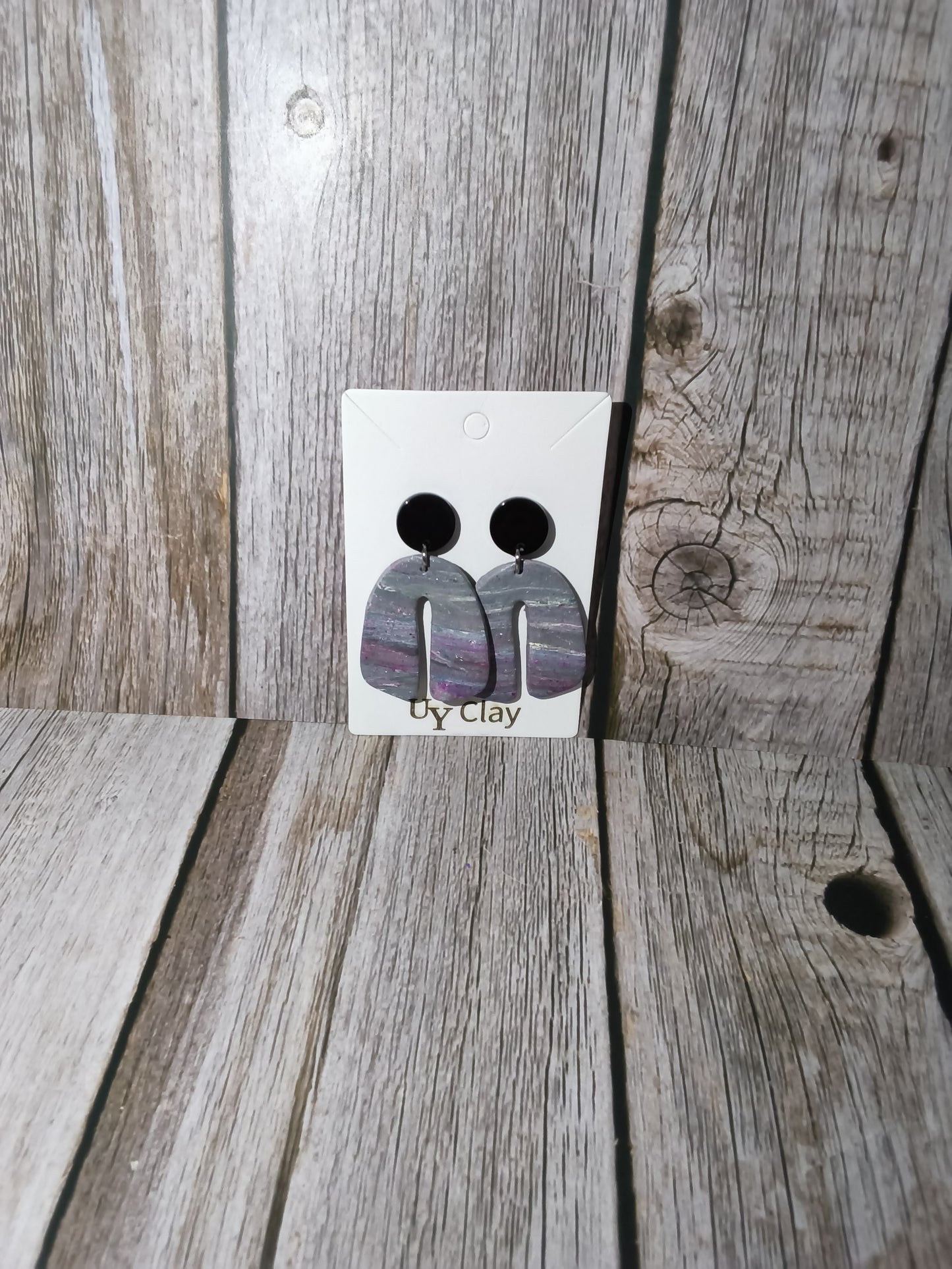 Cosmic Swirl Marbled Arch Statement Earrings