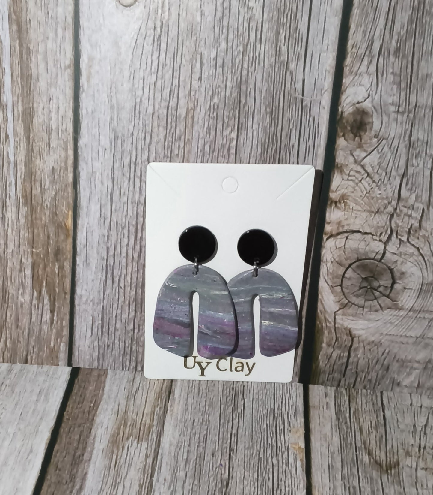 Cosmic Swirl Marbled Arch Statement Earrings