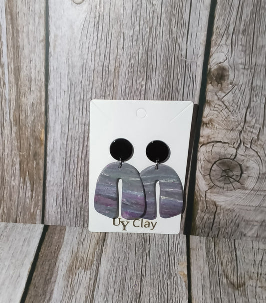 Cosmic Swirl Marbled Arch Statement Earrings