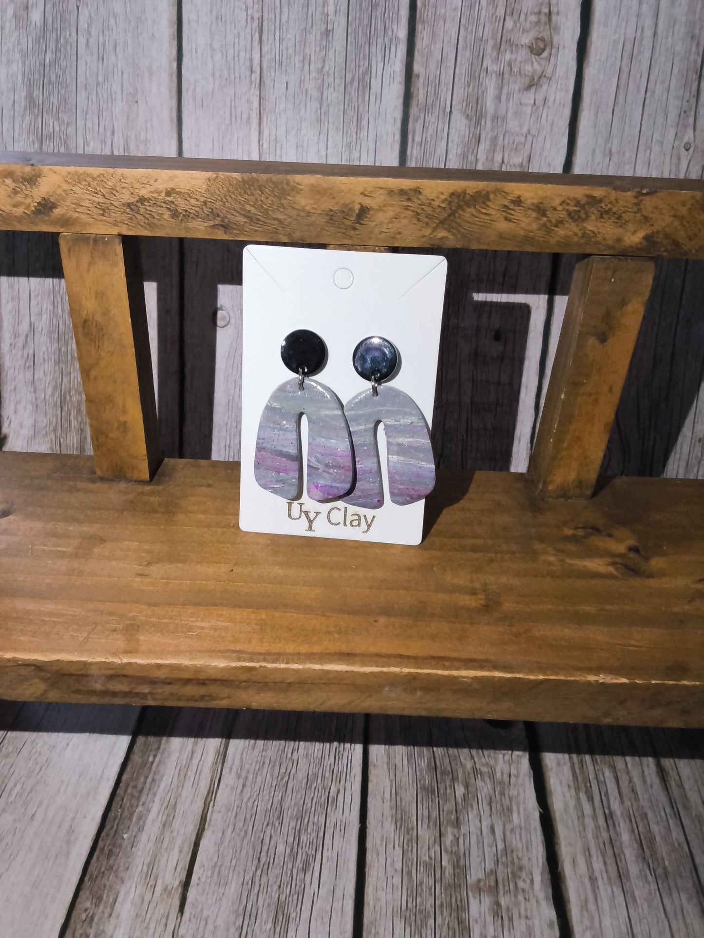 Cosmic Swirl Marbled Arch Statement Earrings