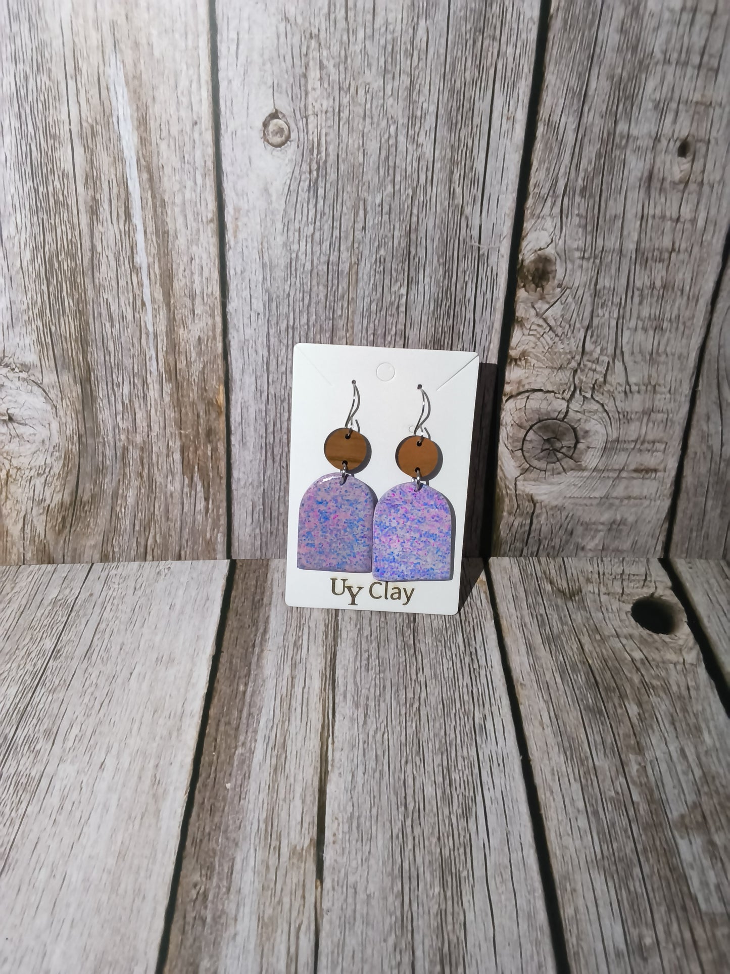 Pastel Speckled Arch Earrings with Earthy Accents