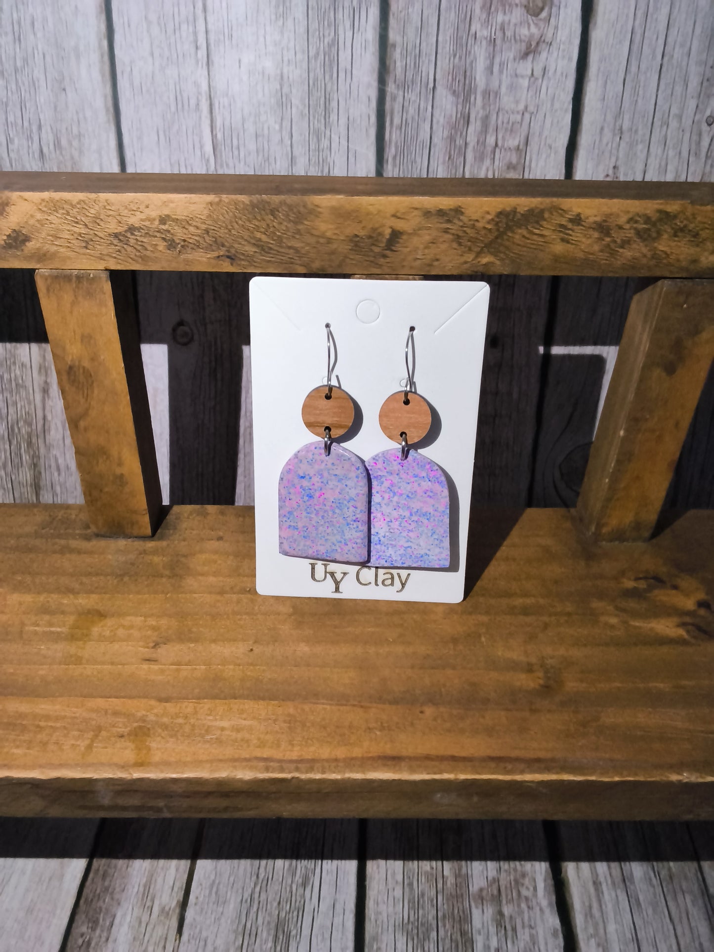 Pastel Speckled Arch Earrings with Earthy Accents