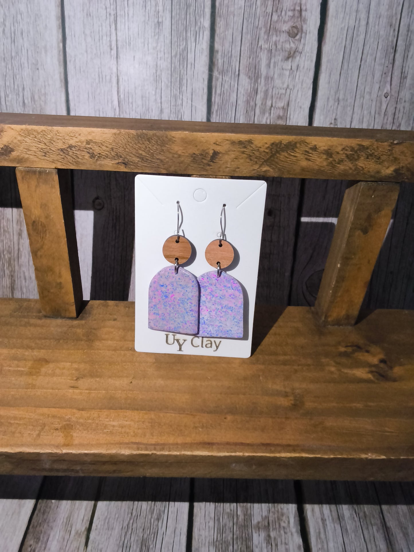 Pastel Speckled Arch Earrings with Earthy Accents