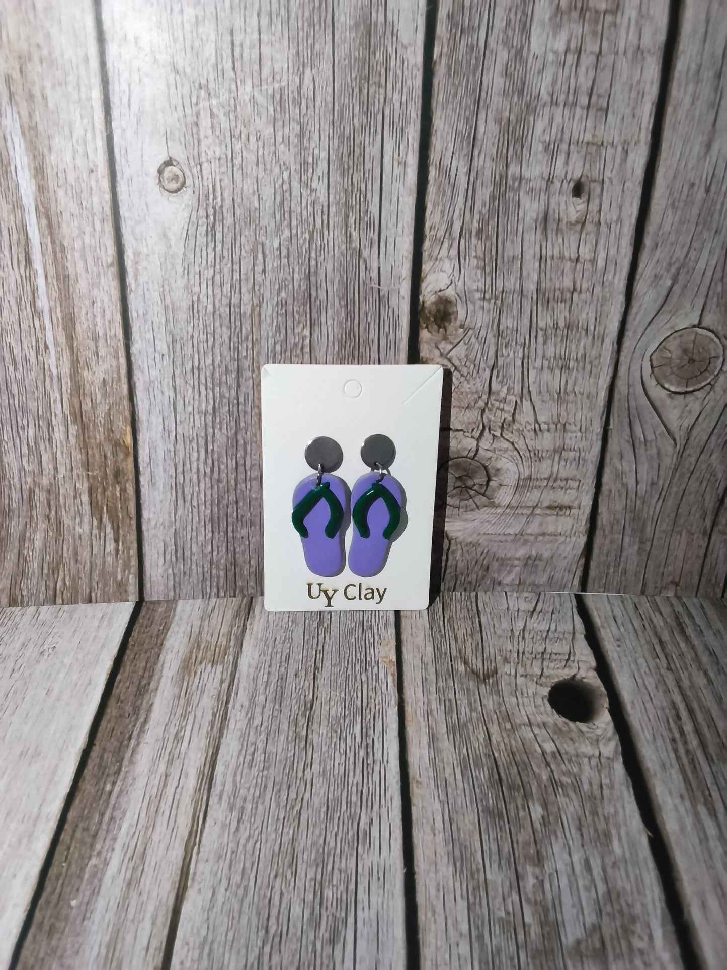 Purple & Green Flip-Flop Stud Earrings