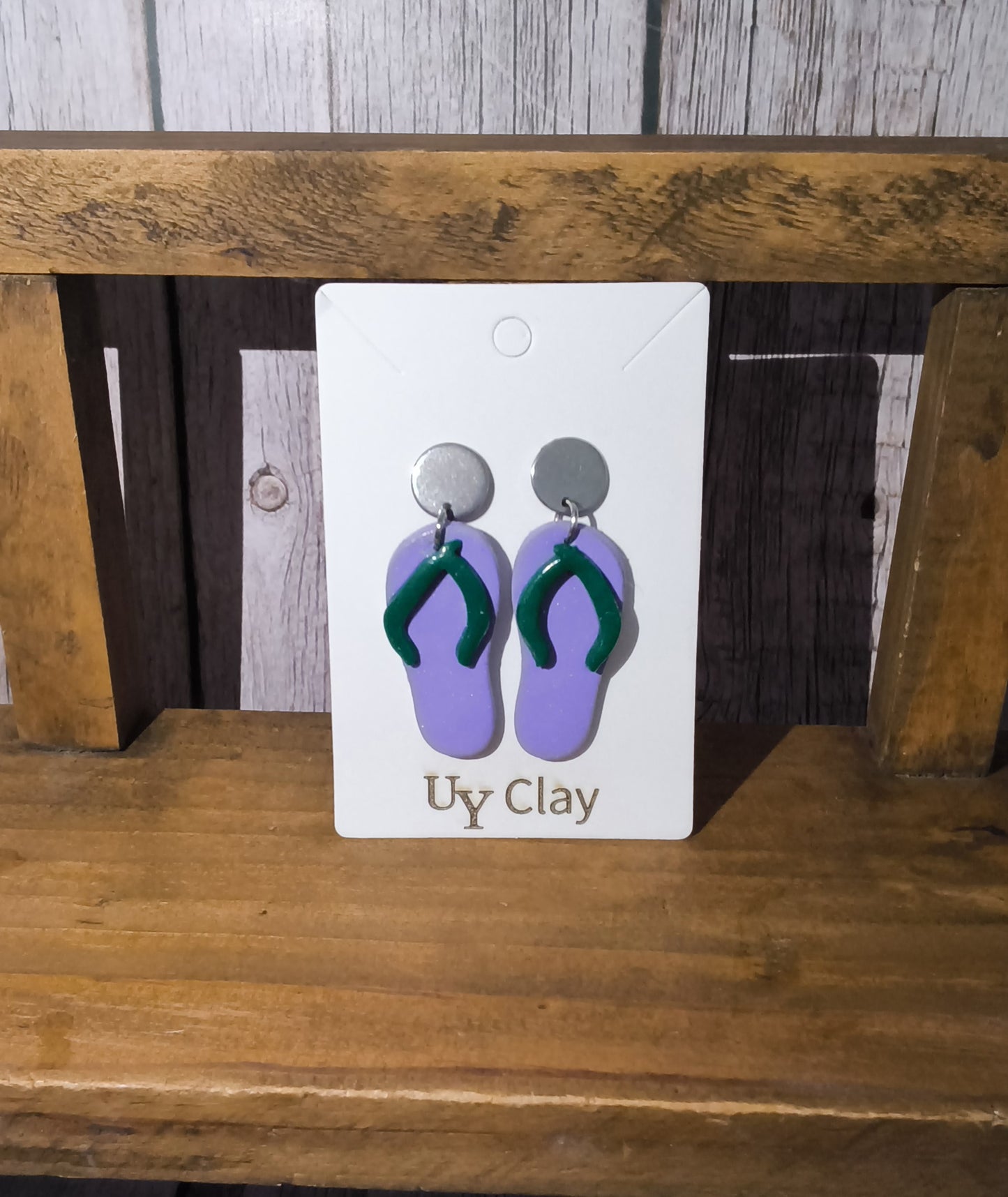 Purple & Green Flip-Flop Stud Earrings