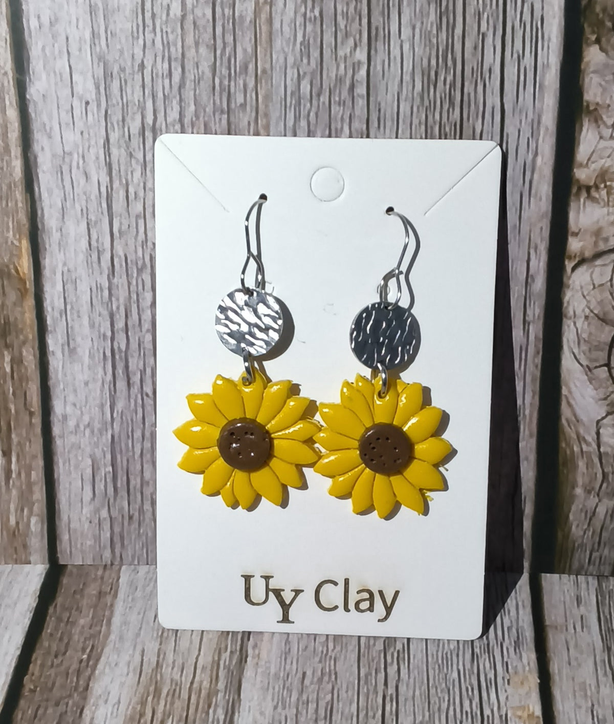 Handmade Polymer Clay Sunflower Dangle Earrings