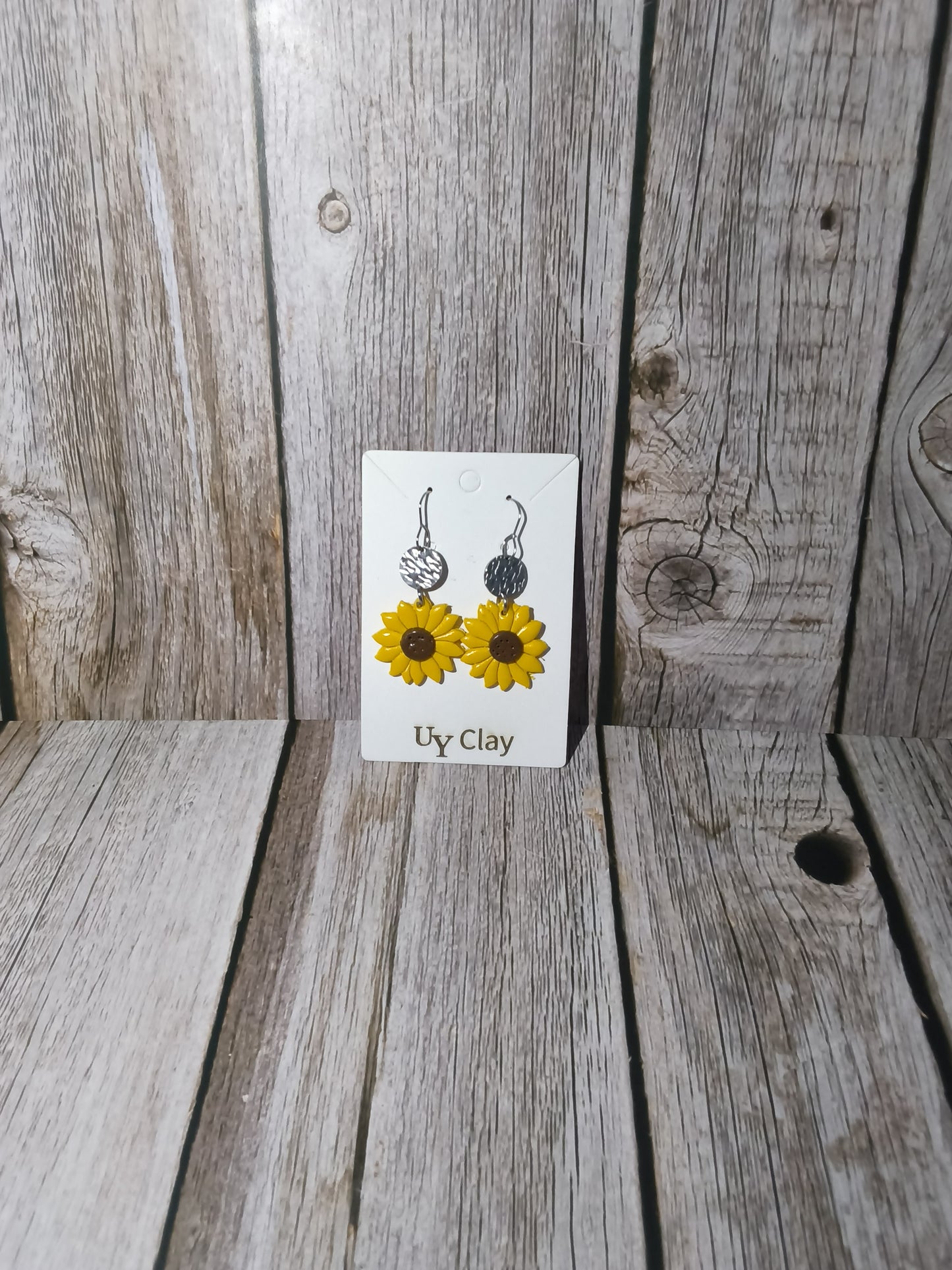 Handmade Polymer Clay Sunflower Dangle Earrings