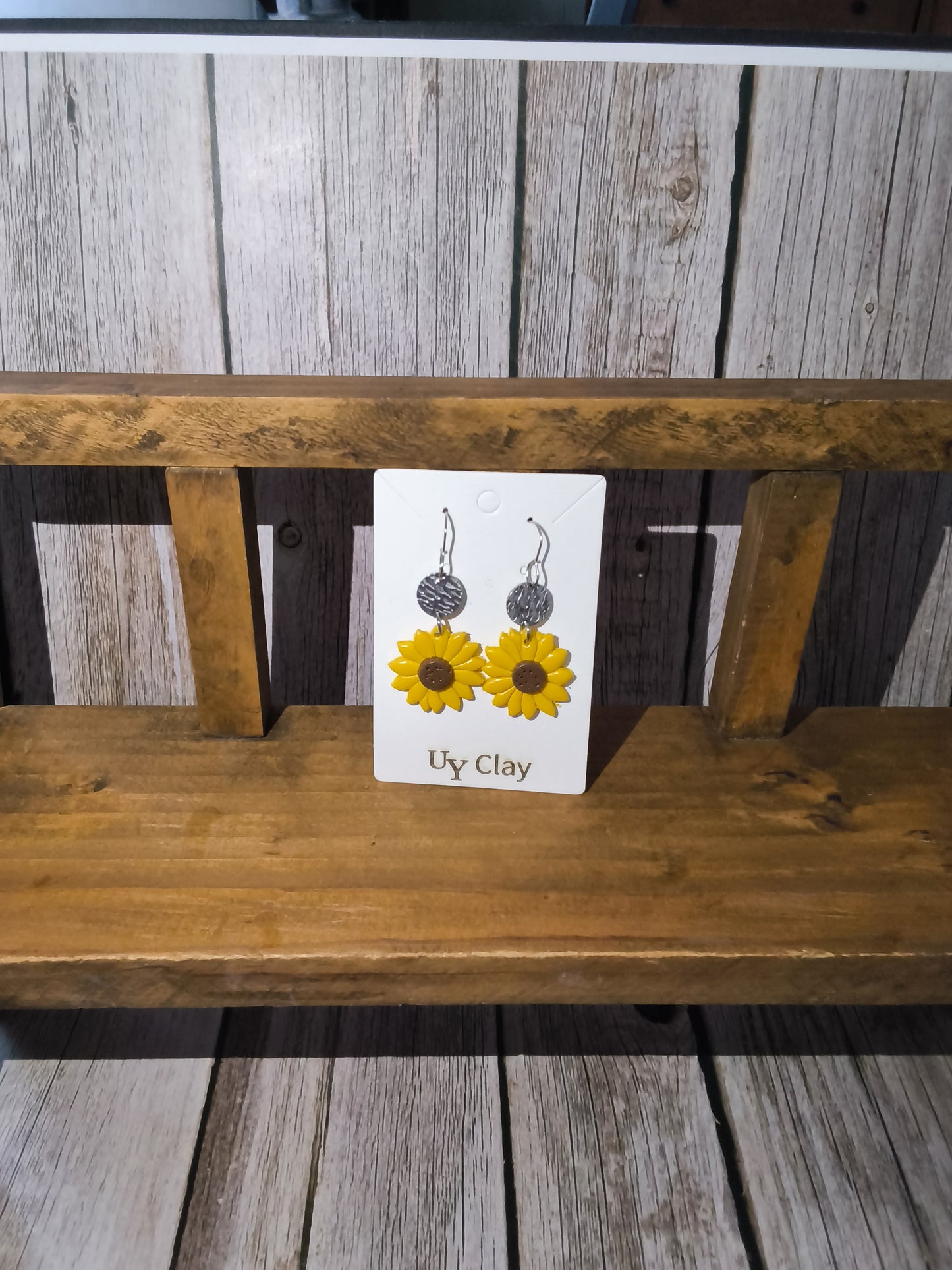 Handmade Polymer Clay Sunflower Dangle Earrings