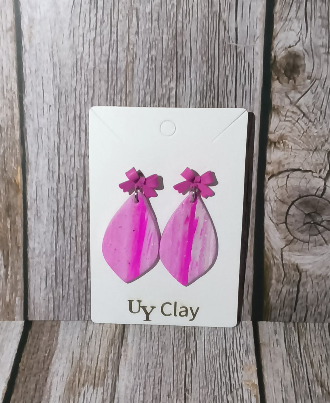 Coquette Barbie Pink Marbled Teardrop Bow Earrings