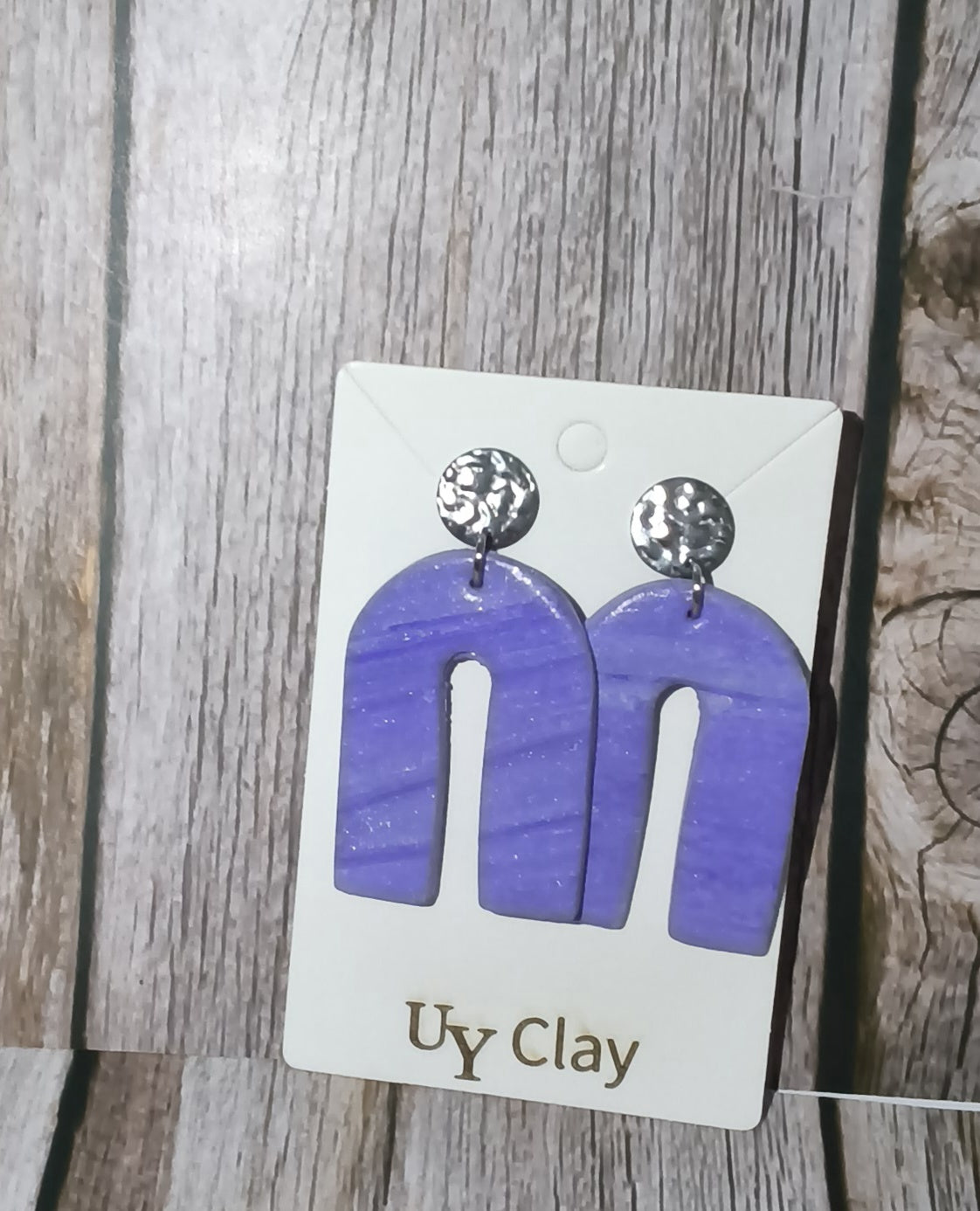 Lavender Shimmer Marbled Arch Statement Earrings