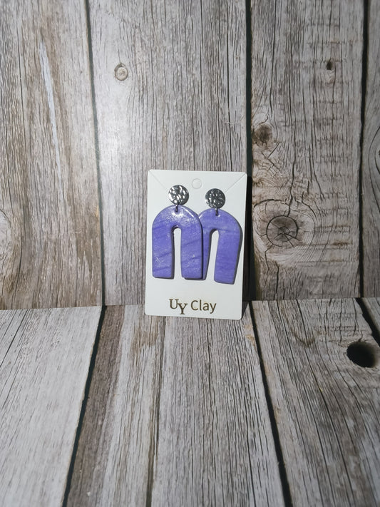 Lavender Shimmer Marbled Arch Statement Earrings