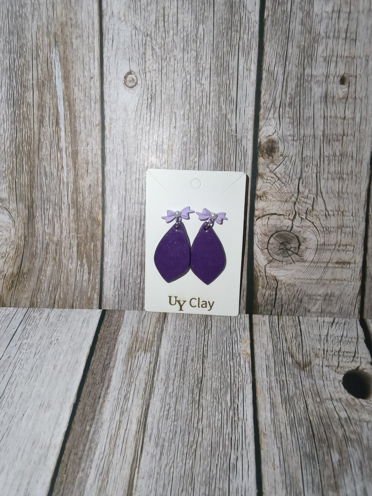 Midnight Violet Shimmer Teardrop Bow Earrings