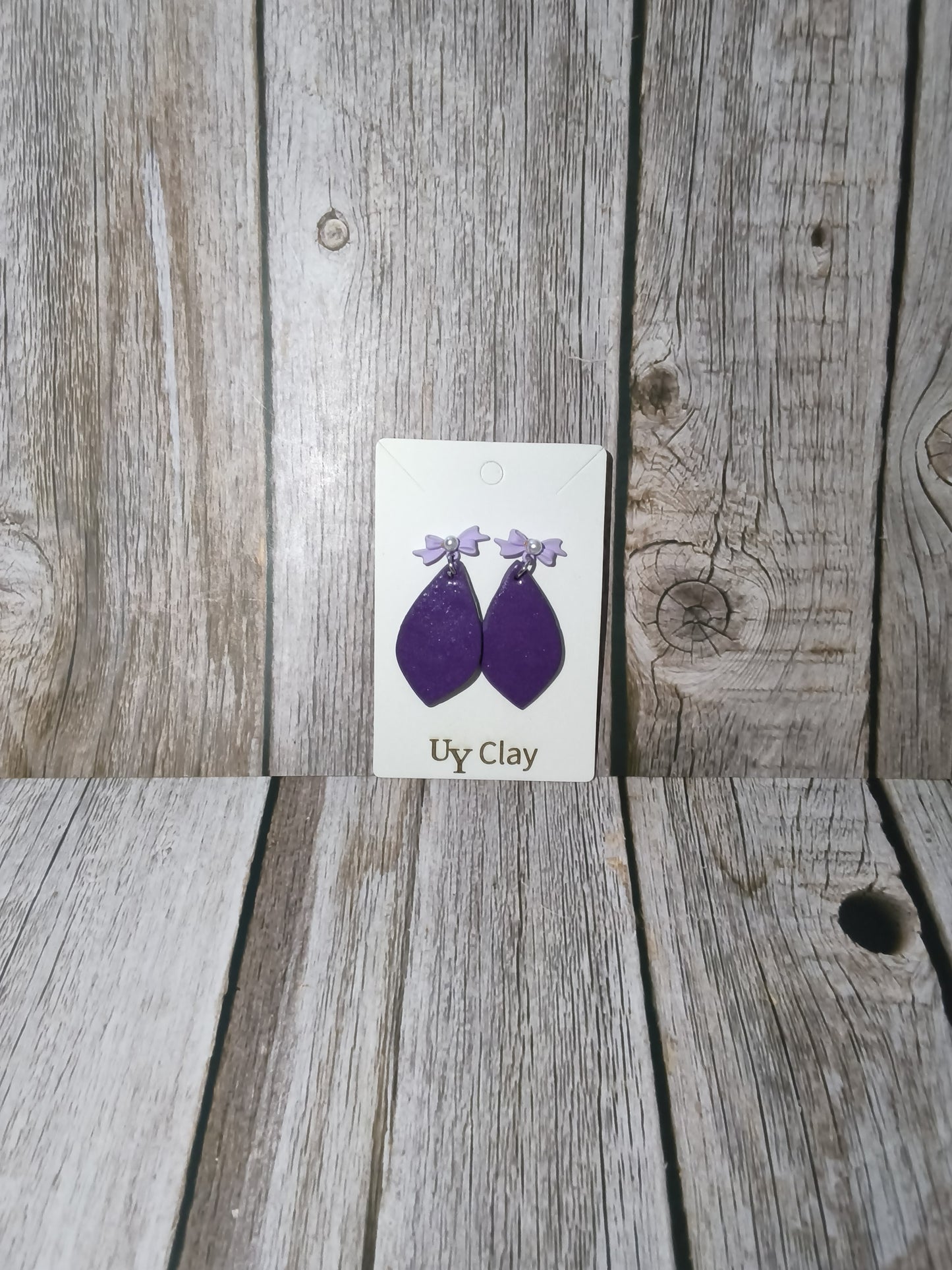 Midnight Violet Shimmer Teardrop Bow Earrings