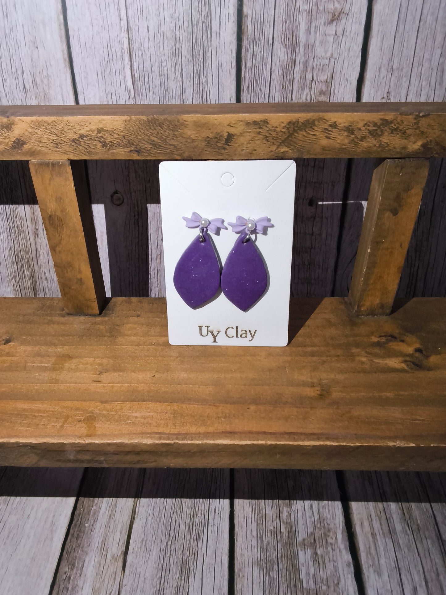 Midnight Violet Shimmer Teardrop Bow Earrings