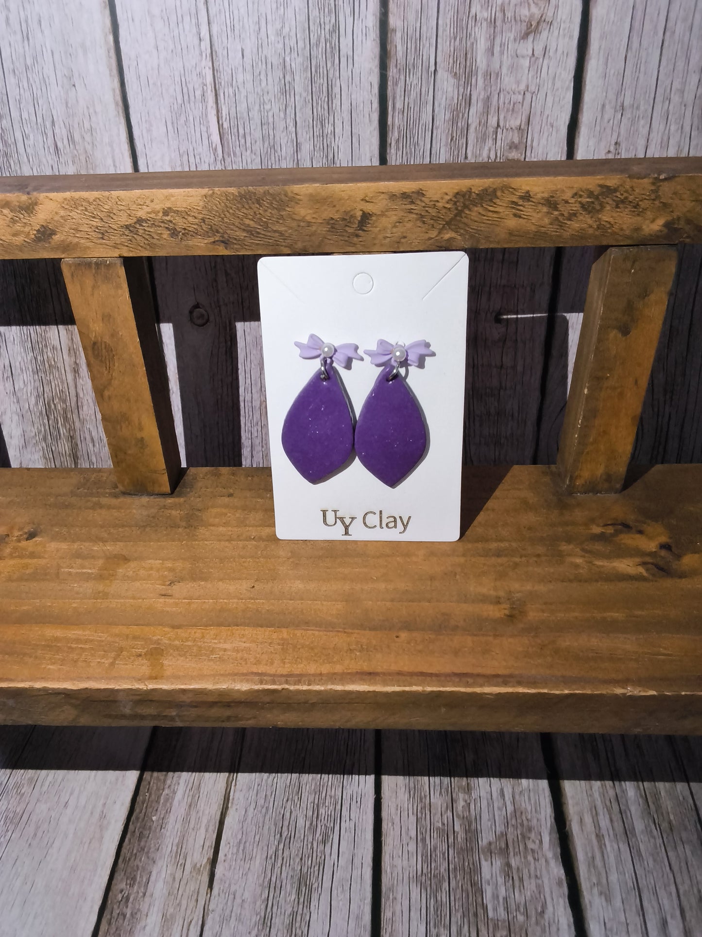 Midnight Violet Shimmer Teardrop Bow Earrings