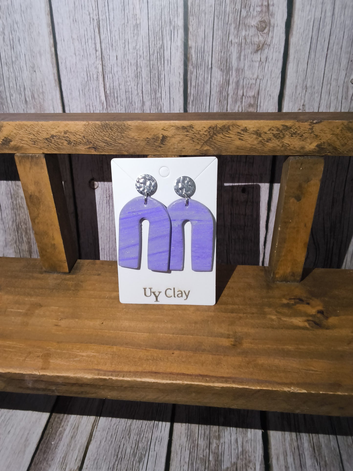 Lavender Shimmer Marbled Arch Statement Earrings