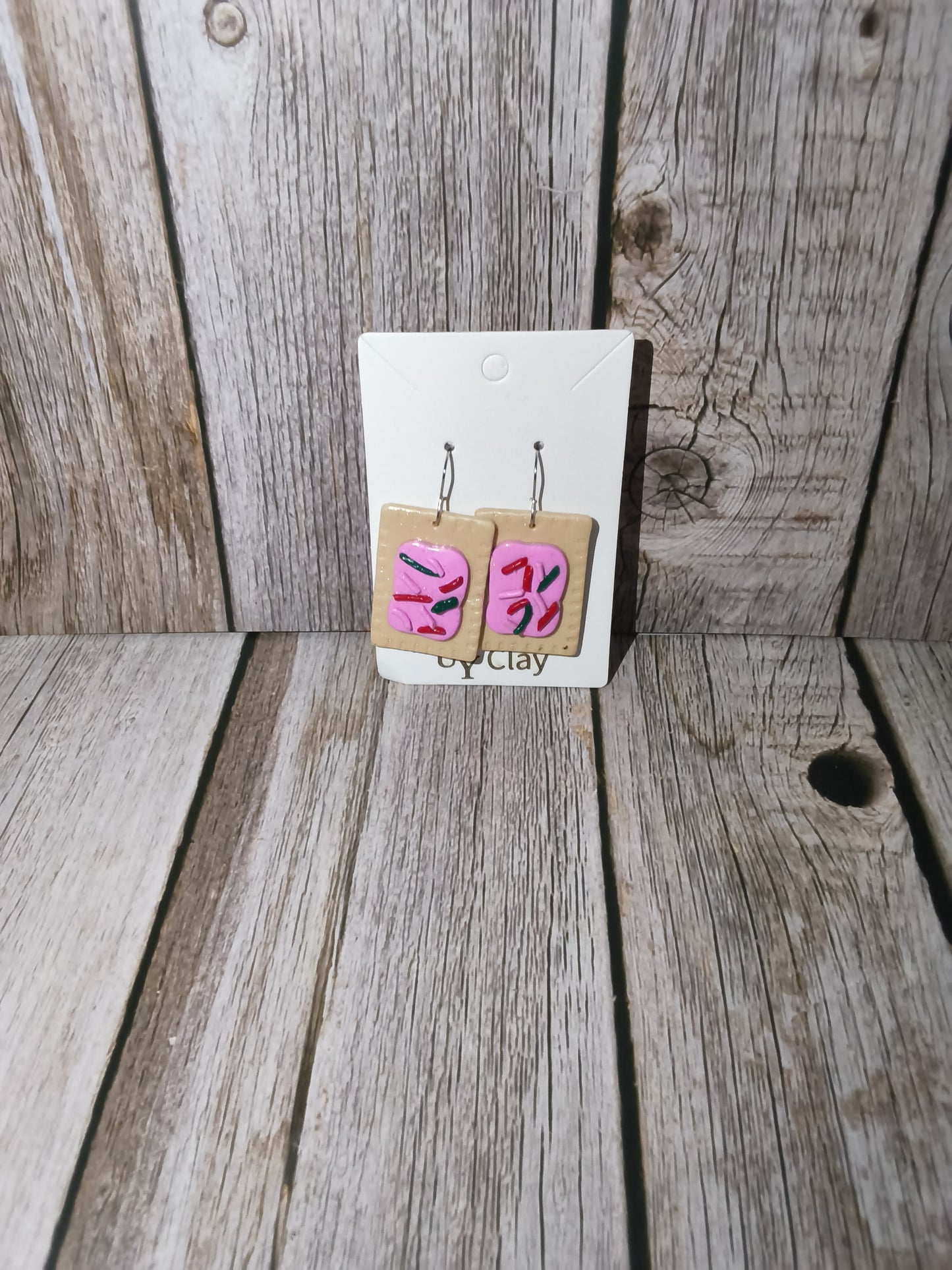Strawberry Pop-Tart Inspired Polymer Clay Earrings