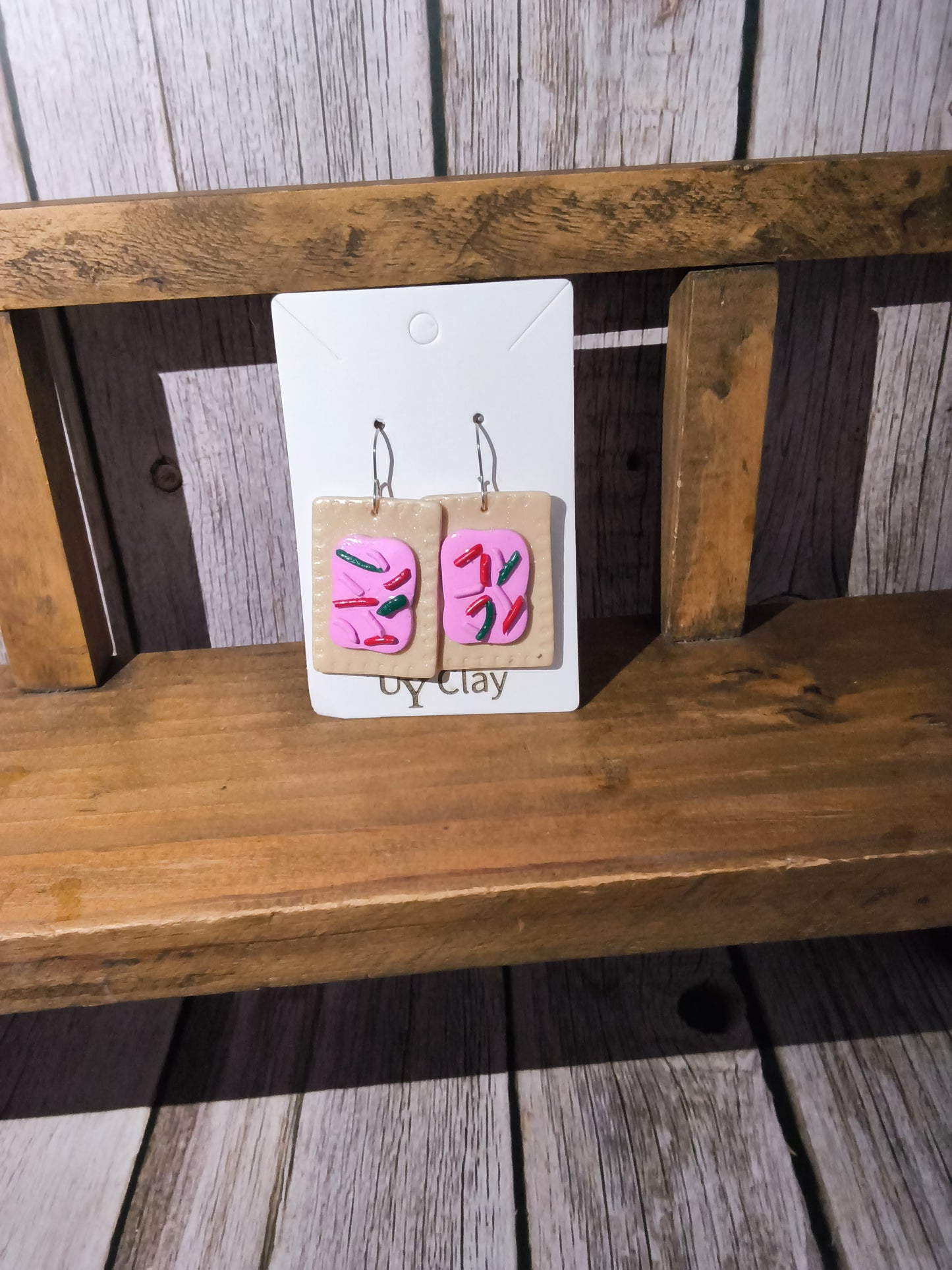 Strawberry Pop-Tart Inspired Polymer Clay Earrings