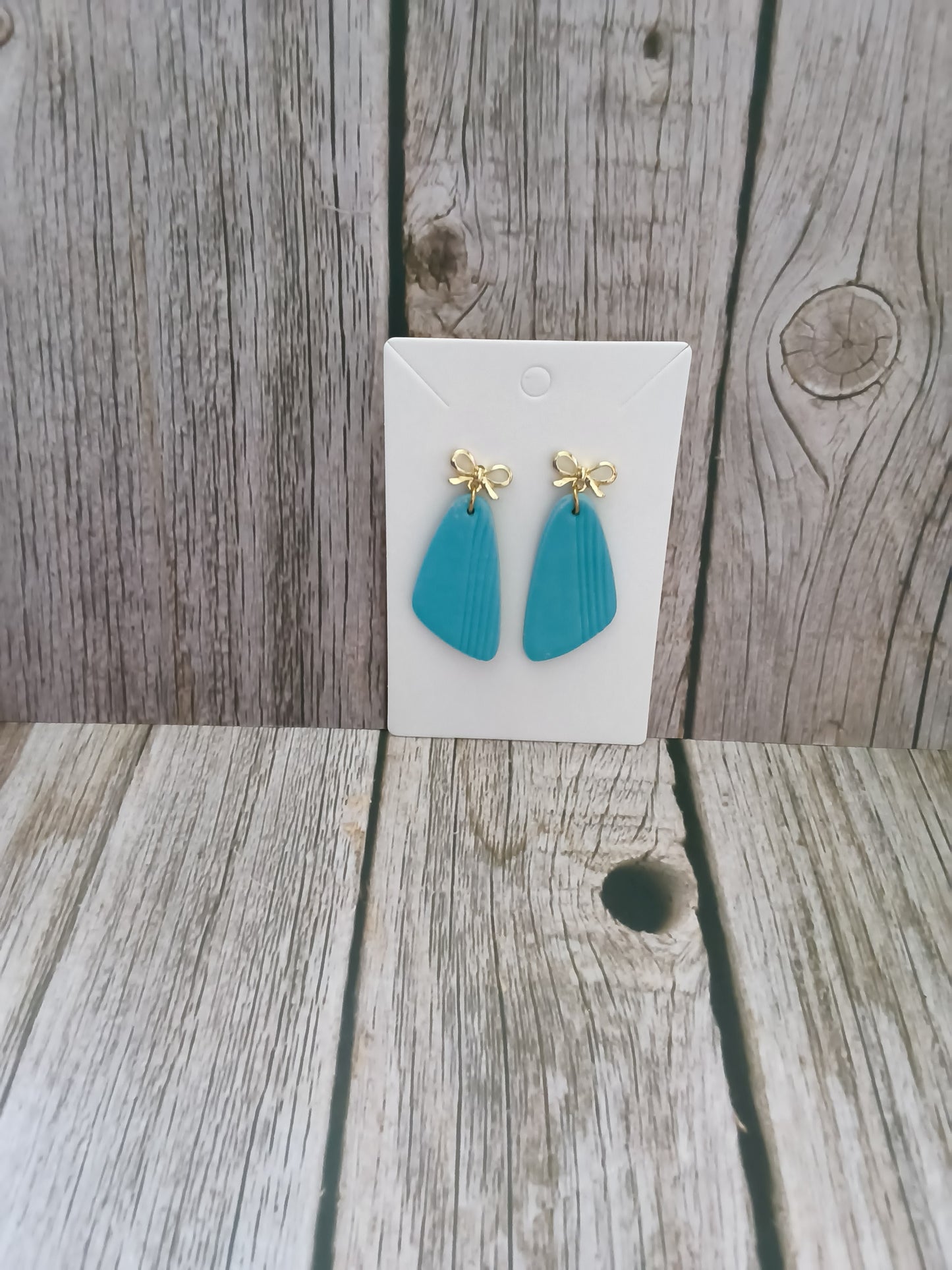 Turquoise Teardrop Earrings with Gold Bow Studs