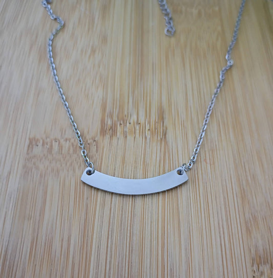 Stainless Steel Curved Bar Necklace