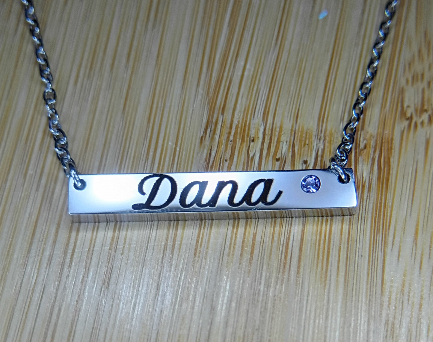 Stainless Steel Birthstone Bar Necklace