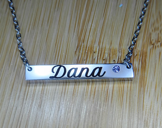 Stainless Steel Birthstone Bar Necklace