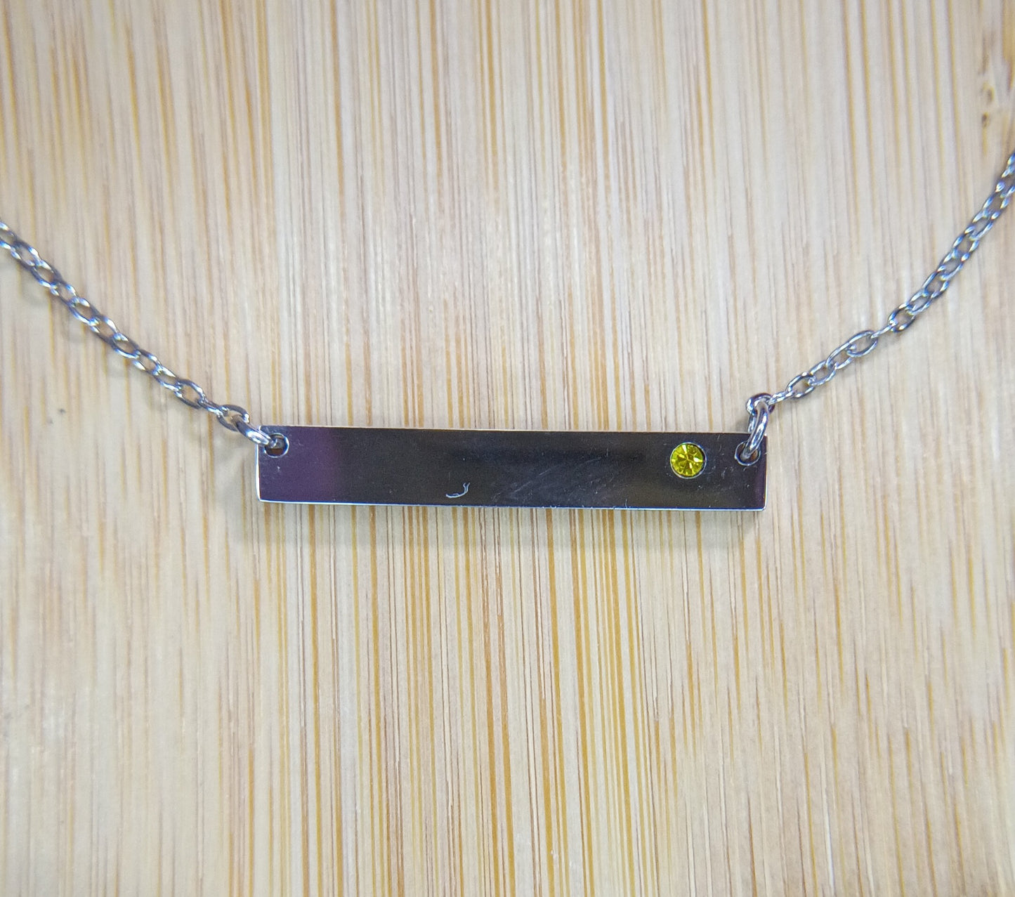 Stainless Steel Birthstone Bar Necklace