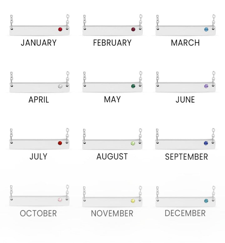 Stainless Steel Birthstone Bar Necklace